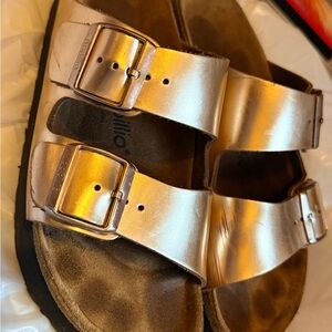 Metallic Double-Strap Birkenstock Sandals